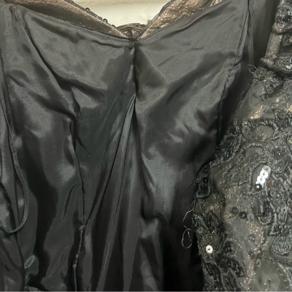 Vintage 1980’s Jessica McClintock Dress Size 6 Black Gold Velvet Metallic Full - Picture 14 of 14